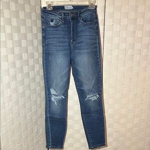 Cello Dark Blue Skinny Jeans with Distressed Details